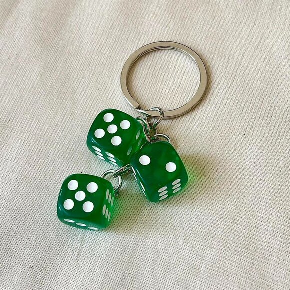 y2k 2000s green dice keyring for keychain - Picture 1 of 8